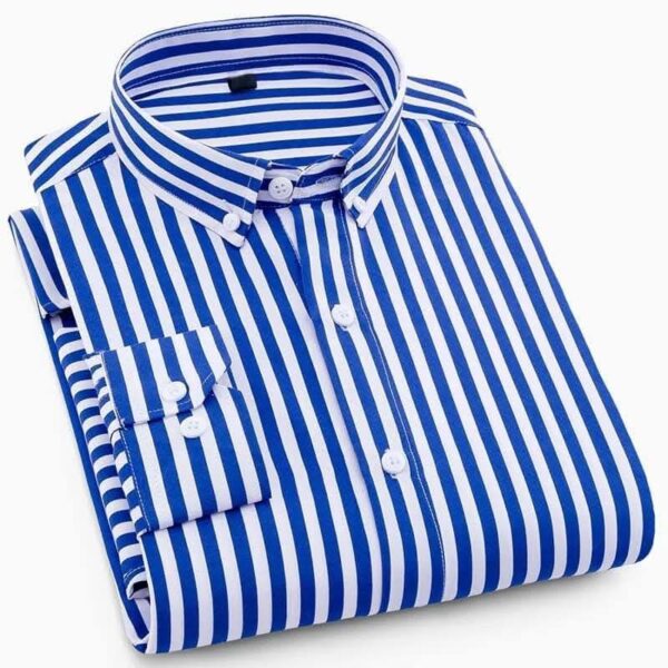 blue-white-shirt (1) Stripped Casual Shirt